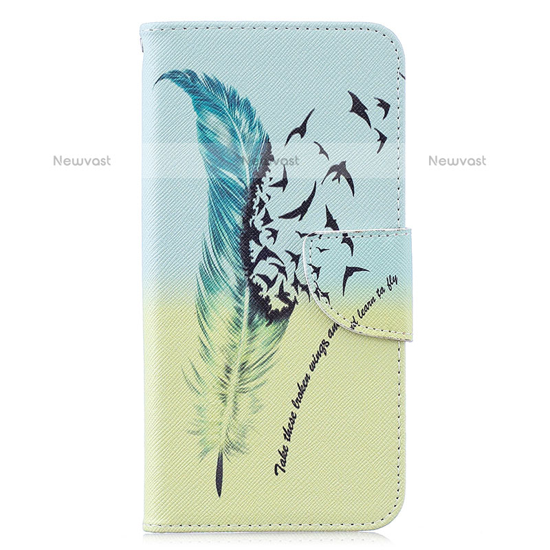 Leather Case Stands Fashionable Pattern Flip Cover Holder B01F for Samsung Galaxy M10 Matcha Green