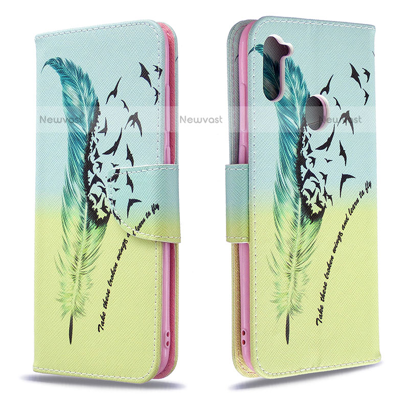 Leather Case Stands Fashionable Pattern Flip Cover Holder B01F for Samsung Galaxy M11