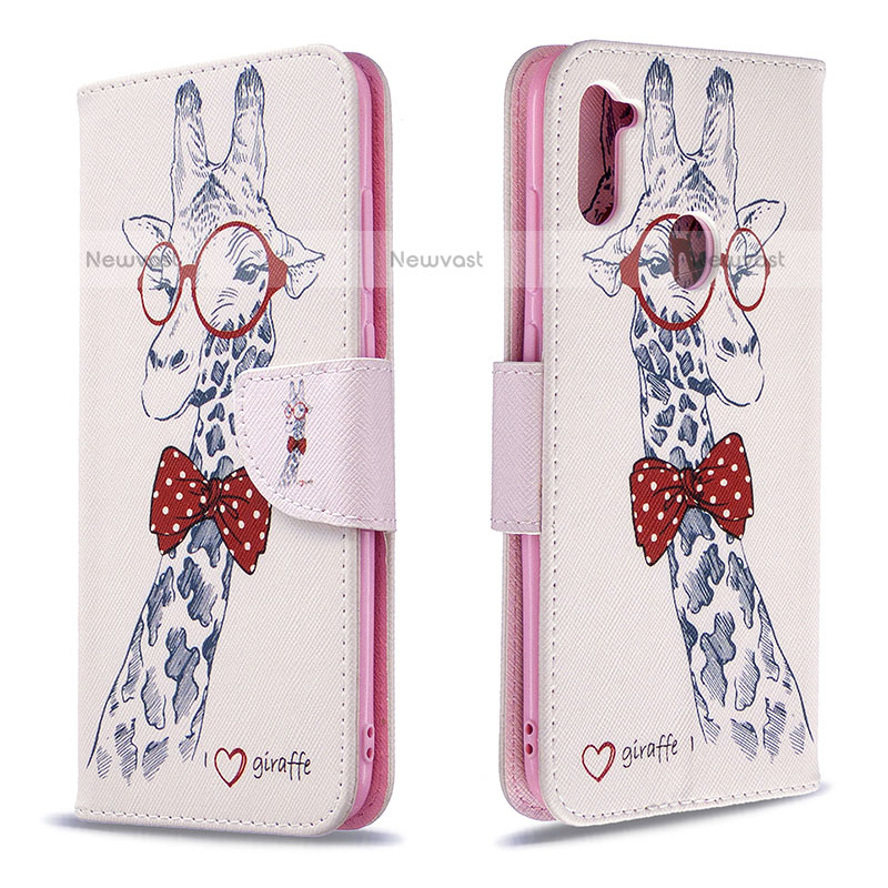 Leather Case Stands Fashionable Pattern Flip Cover Holder B01F for Samsung Galaxy M11