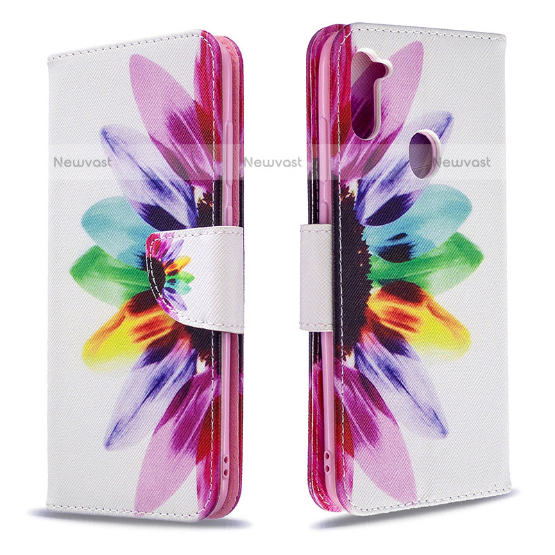 Leather Case Stands Fashionable Pattern Flip Cover Holder B01F for Samsung Galaxy M11 Mixed