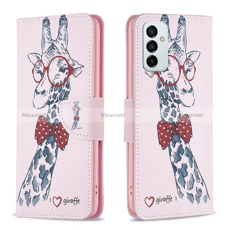 Leather Case Stands Fashionable Pattern Flip Cover Holder B01F for Samsung Galaxy M23 5G