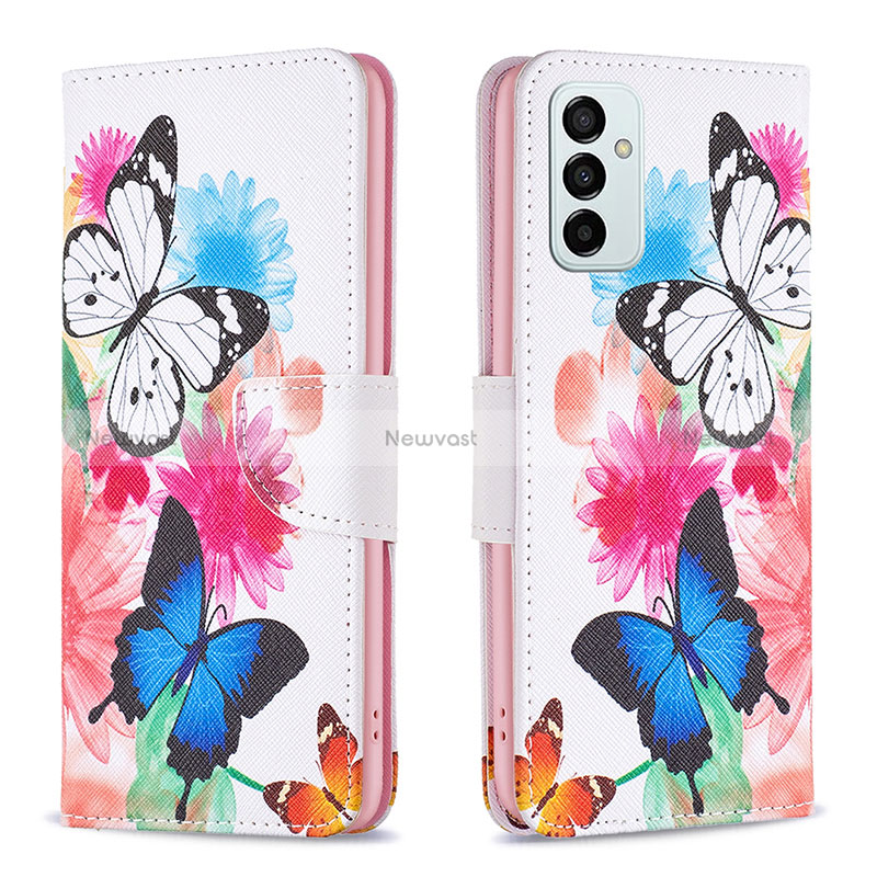 Leather Case Stands Fashionable Pattern Flip Cover Holder B01F for Samsung Galaxy M23 5G Colorful