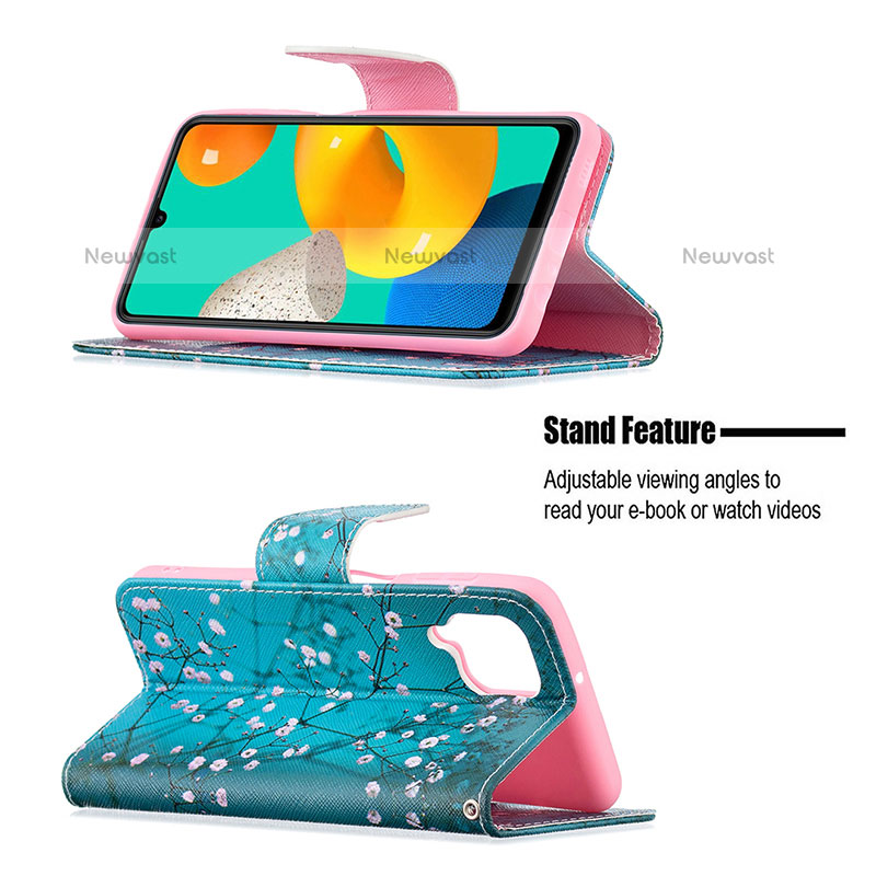 Leather Case Stands Fashionable Pattern Flip Cover Holder B01F for Samsung Galaxy M32 4G