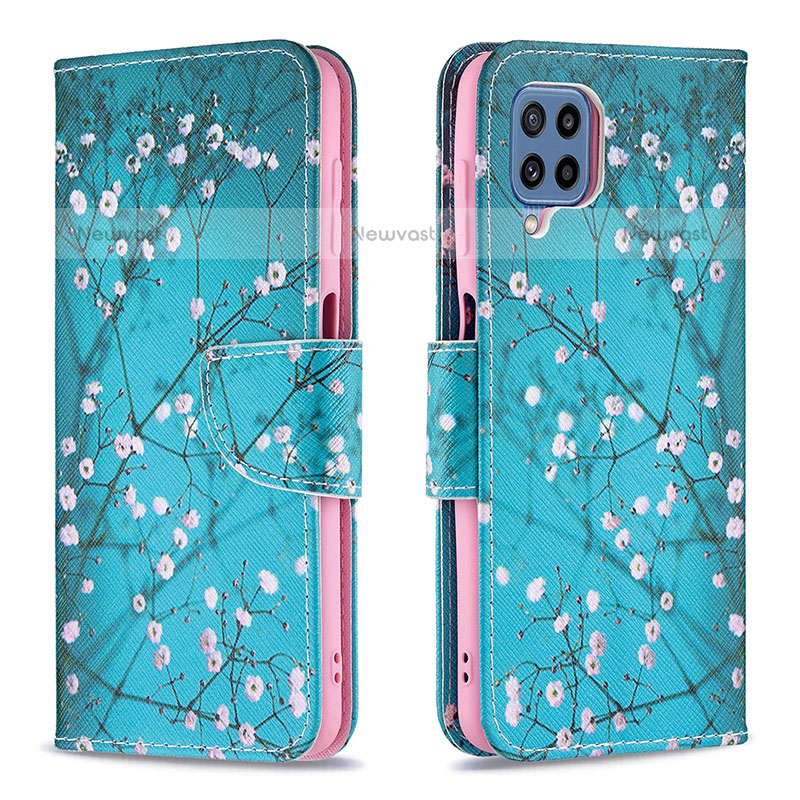 Leather Case Stands Fashionable Pattern Flip Cover Holder B01F for Samsung Galaxy M32 4G