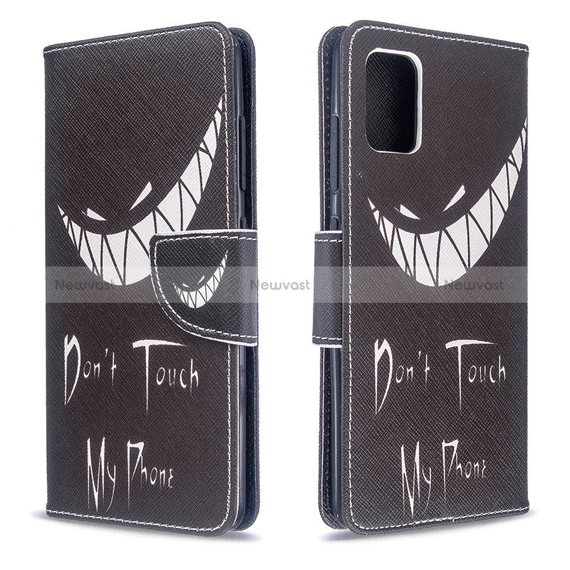 Leather Case Stands Fashionable Pattern Flip Cover Holder B01F for Samsung Galaxy M40S Black