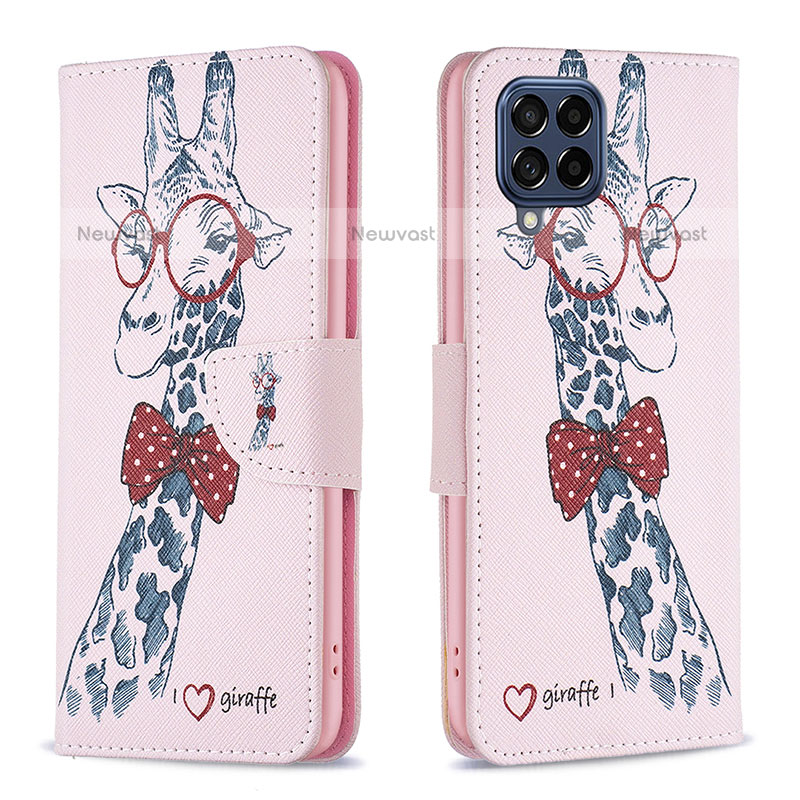 Leather Case Stands Fashionable Pattern Flip Cover Holder B01F for Samsung Galaxy M53 5G