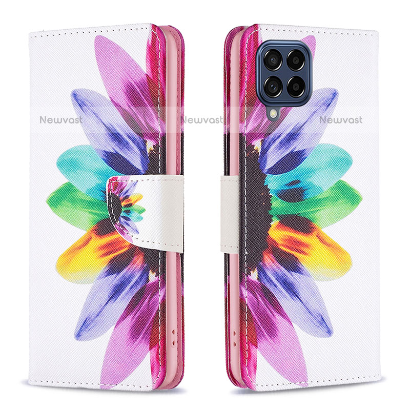 Leather Case Stands Fashionable Pattern Flip Cover Holder B01F for Samsung Galaxy M53 5G