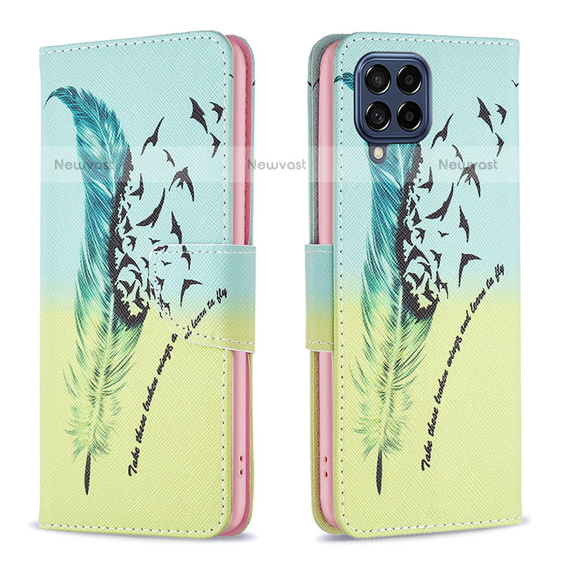 Leather Case Stands Fashionable Pattern Flip Cover Holder B01F for Samsung Galaxy M53 5G