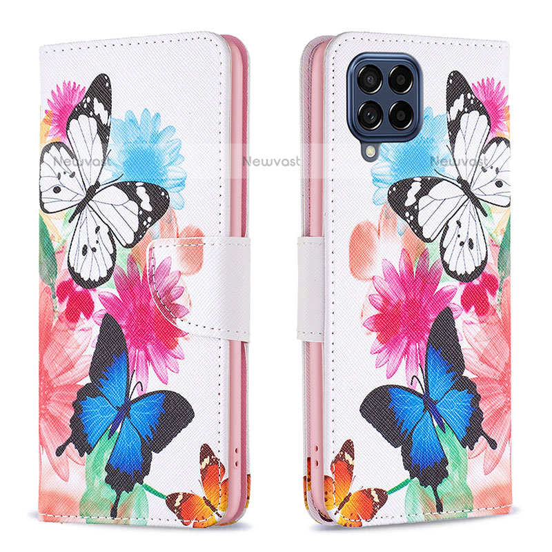 Leather Case Stands Fashionable Pattern Flip Cover Holder B01F for Samsung Galaxy M53 5G Colorful