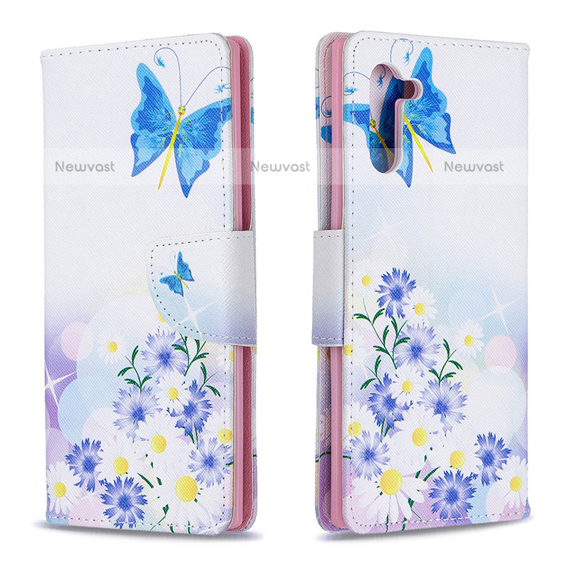 Leather Case Stands Fashionable Pattern Flip Cover Holder B01F for Samsung Galaxy Note 10 5G Blue