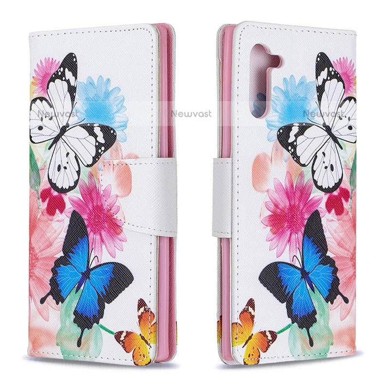 Leather Case Stands Fashionable Pattern Flip Cover Holder B01F for Samsung Galaxy Note 10 5G Colorful