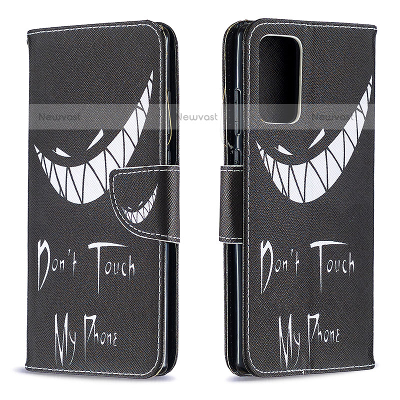 Leather Case Stands Fashionable Pattern Flip Cover Holder B01F for Samsung Galaxy Note 20 5G Black