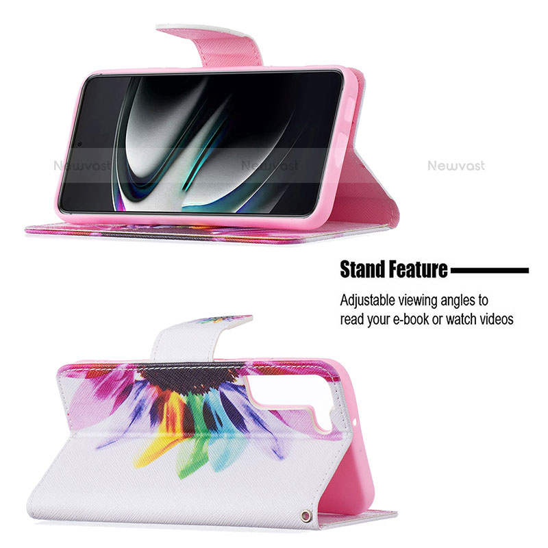 Leather Case Stands Fashionable Pattern Flip Cover Holder B01F for Samsung Galaxy S21 FE 5G