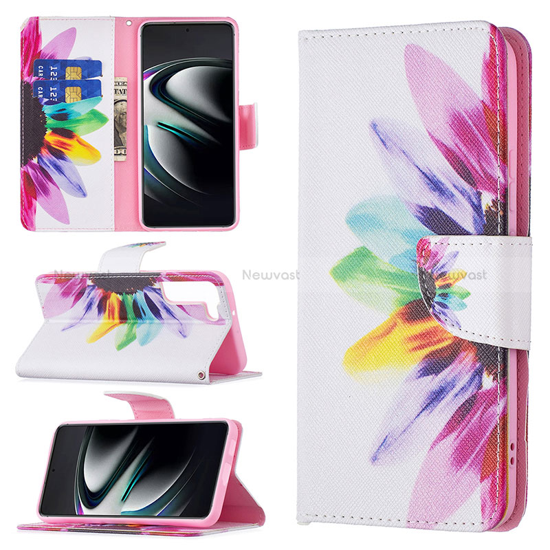 Leather Case Stands Fashionable Pattern Flip Cover Holder B01F for Samsung Galaxy S22 Plus 5G