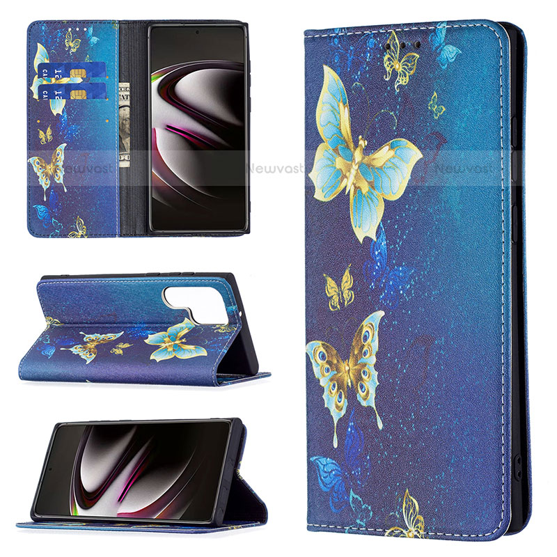 Leather Case Stands Fashionable Pattern Flip Cover Holder B01F for Samsung Galaxy S22 Ultra 5G