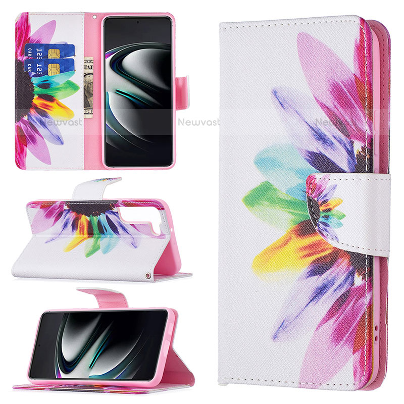 Leather Case Stands Fashionable Pattern Flip Cover Holder B01F for Samsung Galaxy S23 Plus 5G