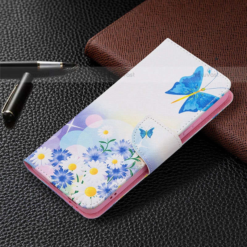 Leather Case Stands Fashionable Pattern Flip Cover Holder B01F for Samsung Galaxy S23 Plus 5G Sky Blue