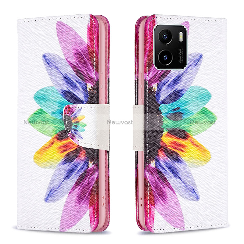 Leather Case Stands Fashionable Pattern Flip Cover Holder B01F for Vivo Y01