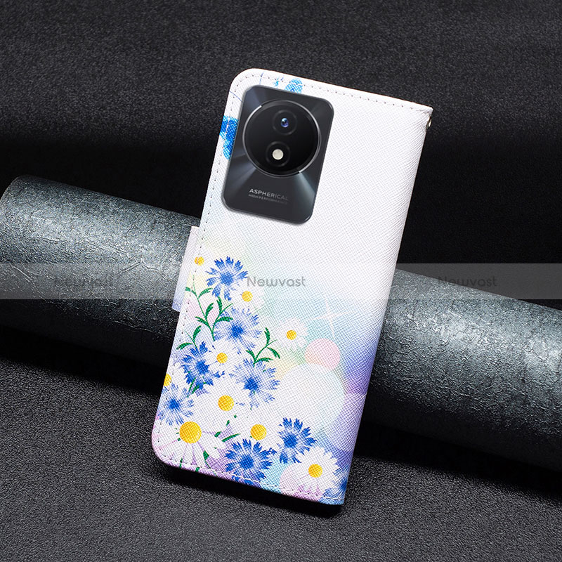 Leather Case Stands Fashionable Pattern Flip Cover Holder B01F for Vivo Y02