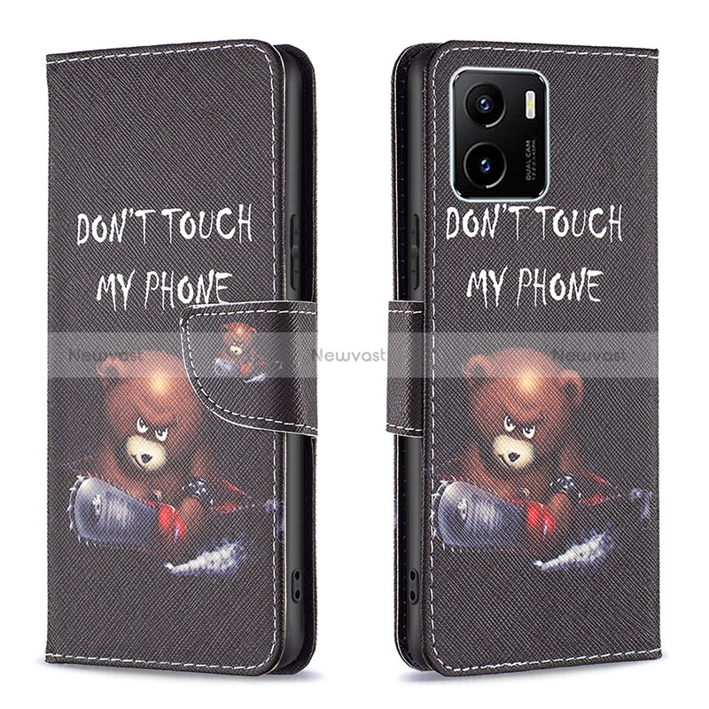 Leather Case Stands Fashionable Pattern Flip Cover Holder B01F for Vivo Y10 t1