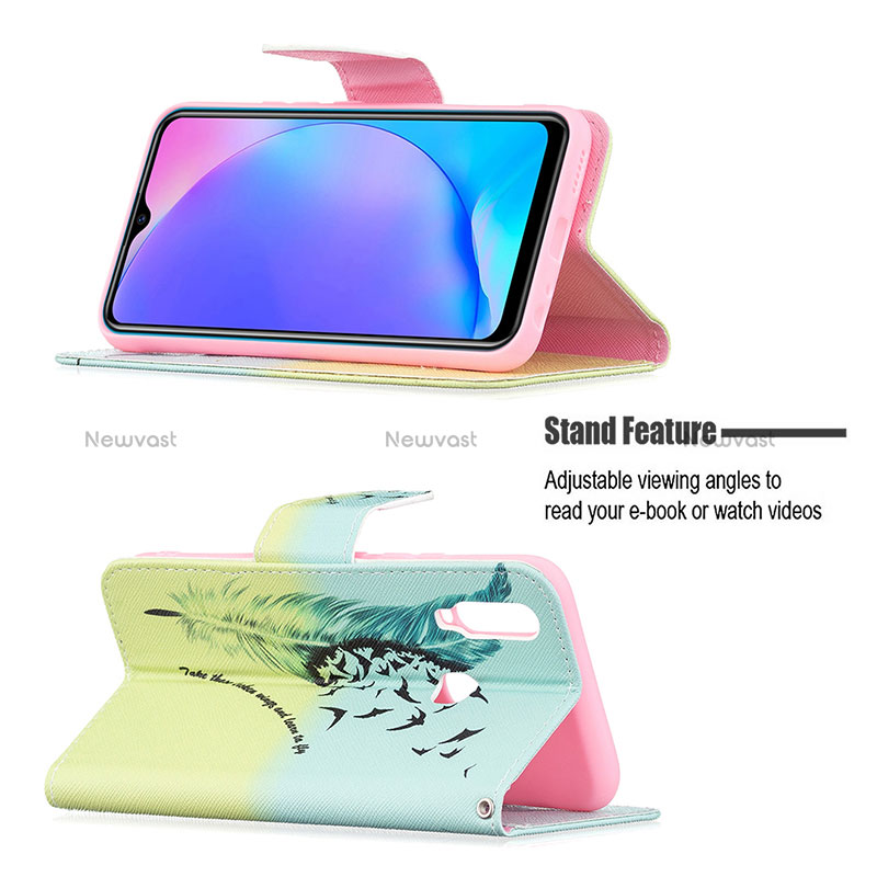 Leather Case Stands Fashionable Pattern Flip Cover Holder B01F for Vivo Y11