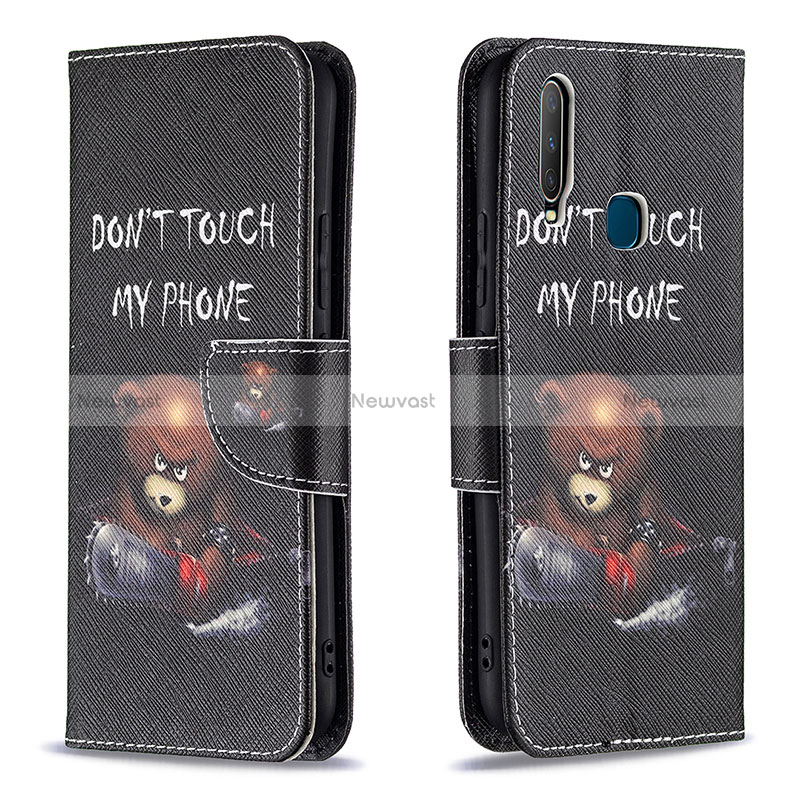 Leather Case Stands Fashionable Pattern Flip Cover Holder B01F for Vivo Y11