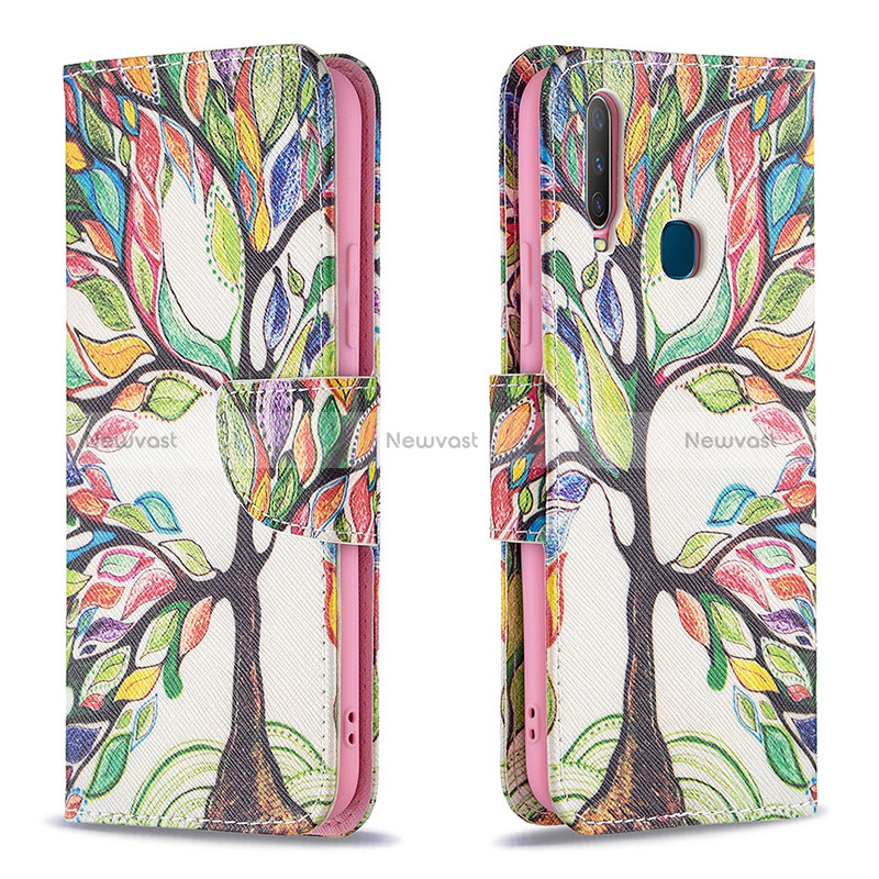 Leather Case Stands Fashionable Pattern Flip Cover Holder B01F for Vivo Y11