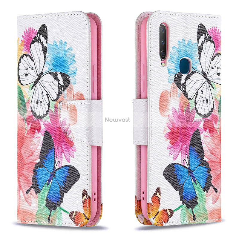 Leather Case Stands Fashionable Pattern Flip Cover Holder B01F for Vivo Y11