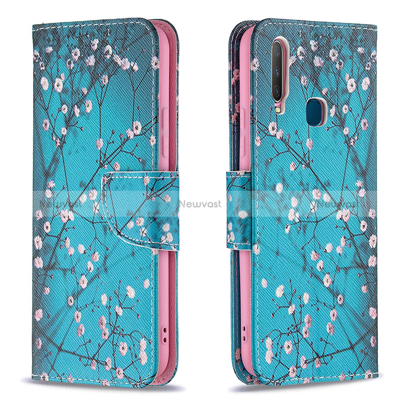 Leather Case Stands Fashionable Pattern Flip Cover Holder B01F for Vivo Y11