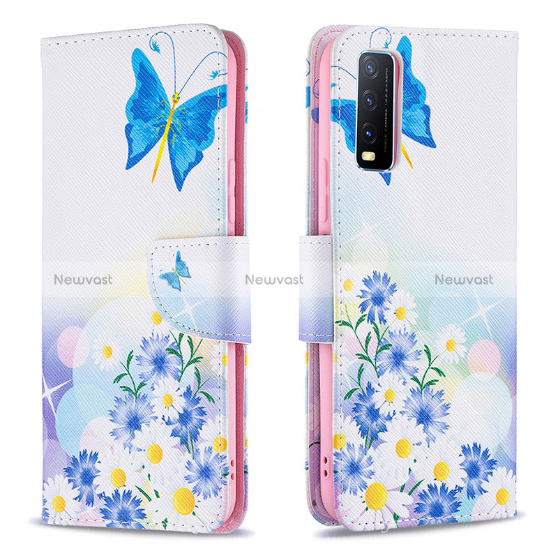 Leather Case Stands Fashionable Pattern Flip Cover Holder B01F for Vivo Y12A