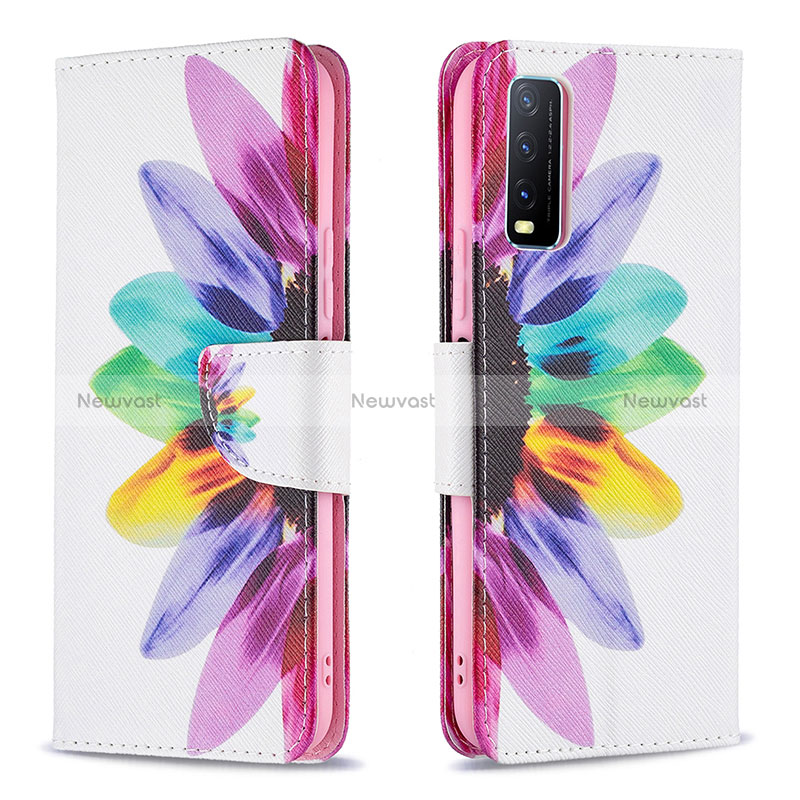 Leather Case Stands Fashionable Pattern Flip Cover Holder B01F for Vivo Y12A