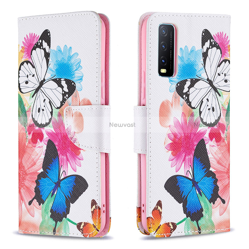 Leather Case Stands Fashionable Pattern Flip Cover Holder B01F for Vivo Y12A Colorful