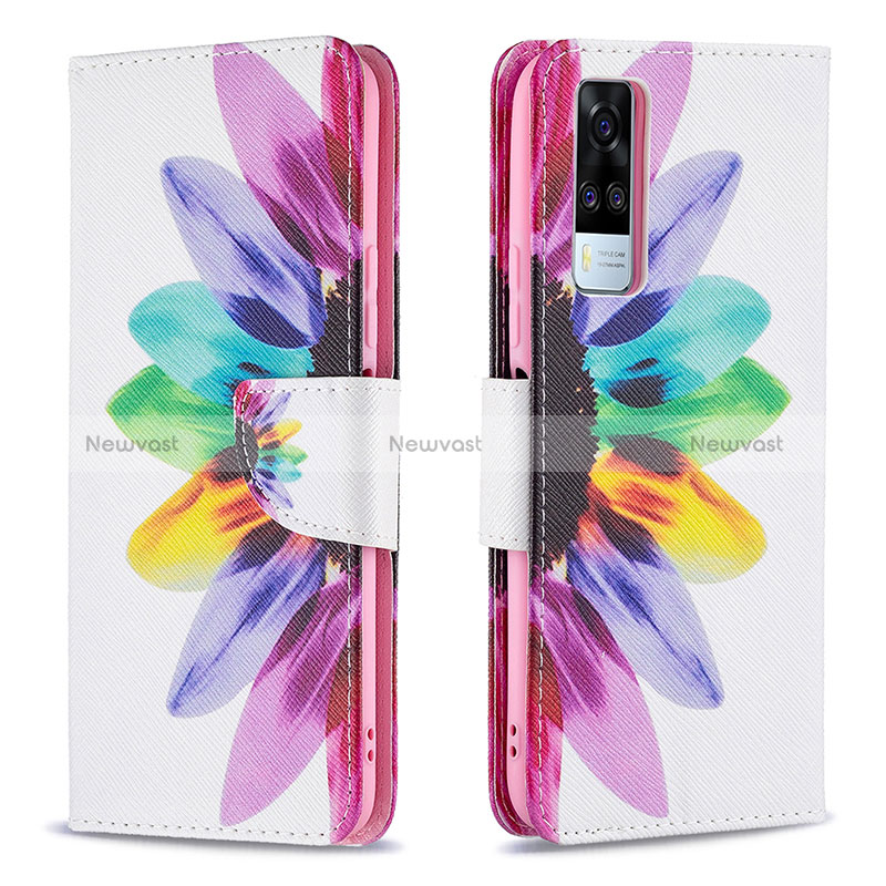 Leather Case Stands Fashionable Pattern Flip Cover Holder B01F for Vivo Y31 (2021)