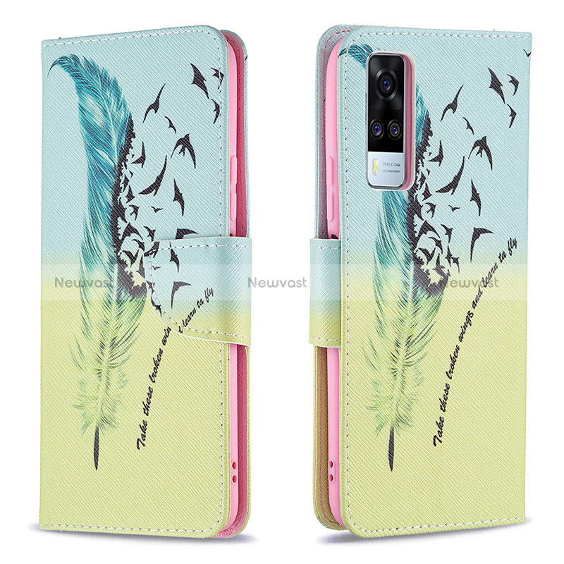 Leather Case Stands Fashionable Pattern Flip Cover Holder B01F for Vivo Y51A