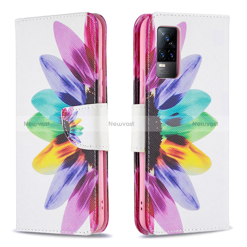 Leather Case Stands Fashionable Pattern Flip Cover Holder B01F for Vivo Y73 (2021)