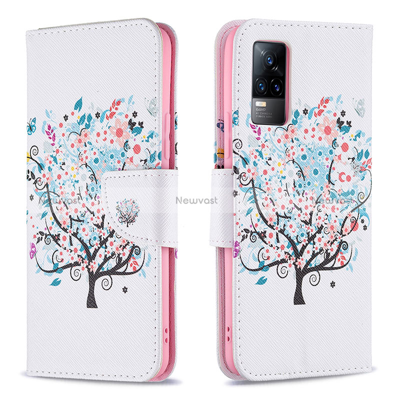 Leather Case Stands Fashionable Pattern Flip Cover Holder B01F for Vivo Y73 (2021)