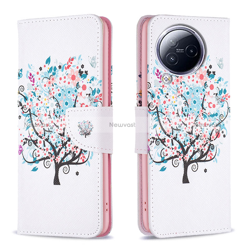 Leather Case Stands Fashionable Pattern Flip Cover Holder B01F for Xiaomi Civi 3 5G White