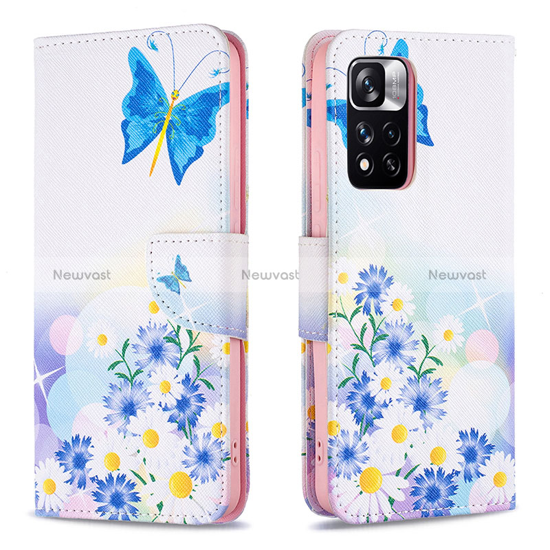 Leather Case Stands Fashionable Pattern Flip Cover Holder B01F for Xiaomi Mi 11i 5G (2022) Blue