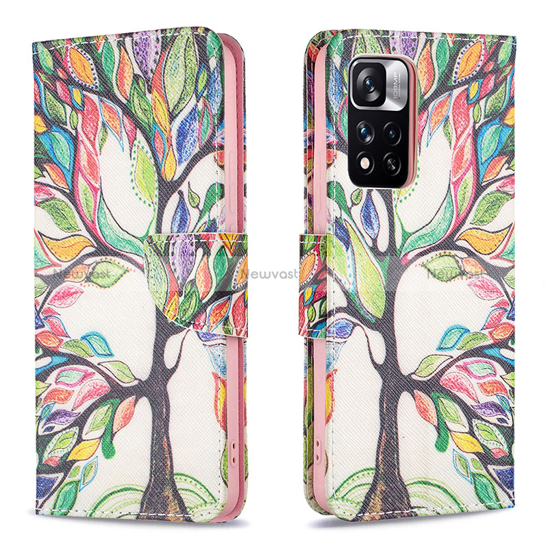 Leather Case Stands Fashionable Pattern Flip Cover Holder B01F for Xiaomi Mi 11i 5G (2022) Green