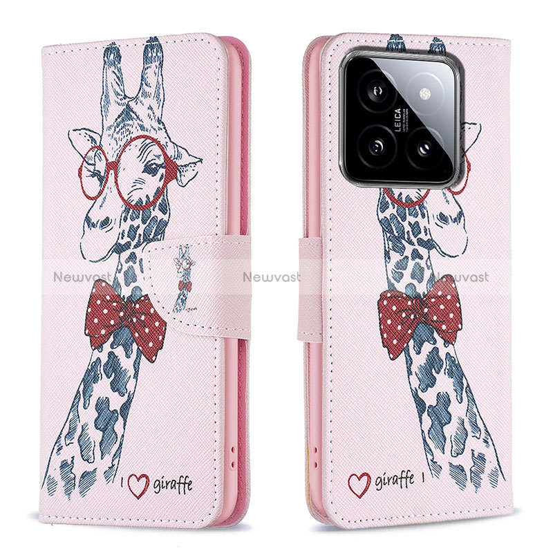 Leather Case Stands Fashionable Pattern Flip Cover Holder B01F for Xiaomi Mi 14 5G