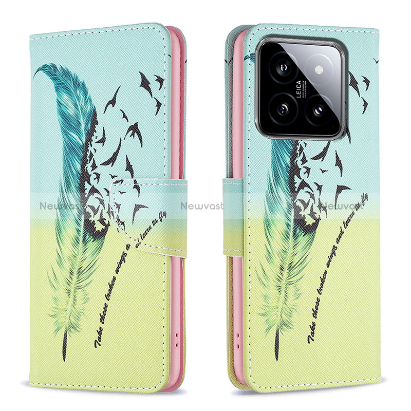 Leather Case Stands Fashionable Pattern Flip Cover Holder B01F for Xiaomi Mi 14 Pro 5G