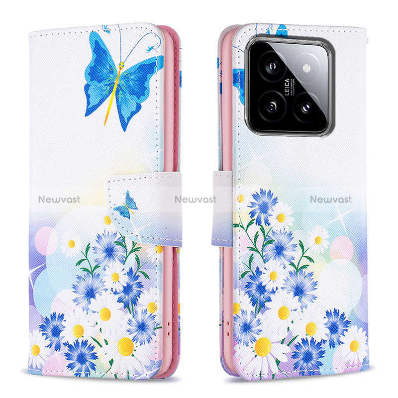 Leather Case Stands Fashionable Pattern Flip Cover Holder B01F for Xiaomi Mi 14 Pro 5G