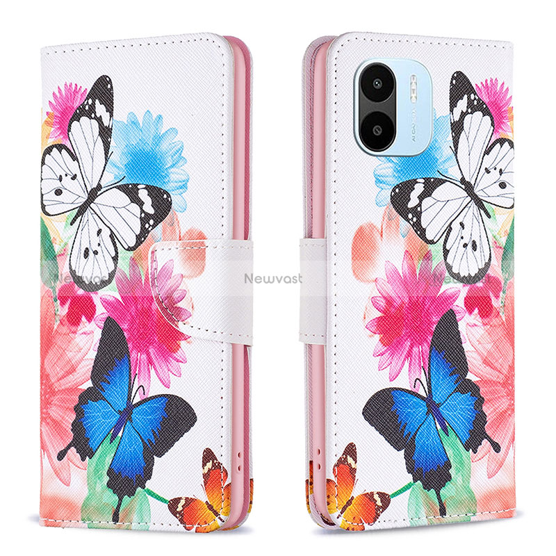 Leather Case Stands Fashionable Pattern Flip Cover Holder B01F for Xiaomi Poco C51 Colorful