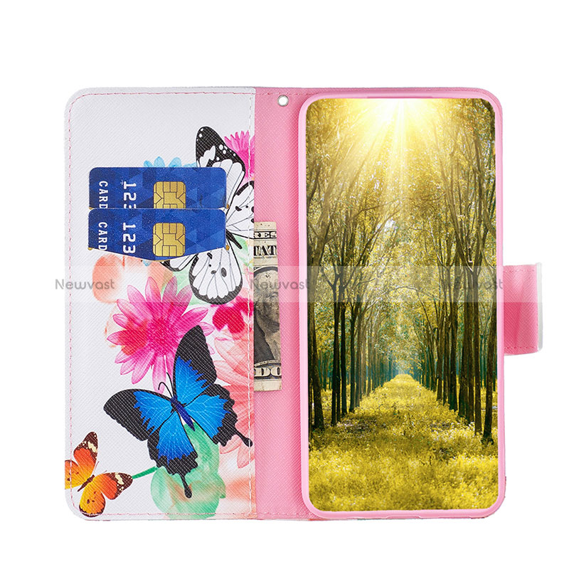 Leather Case Stands Fashionable Pattern Flip Cover Holder B01F for Xiaomi Poco C55