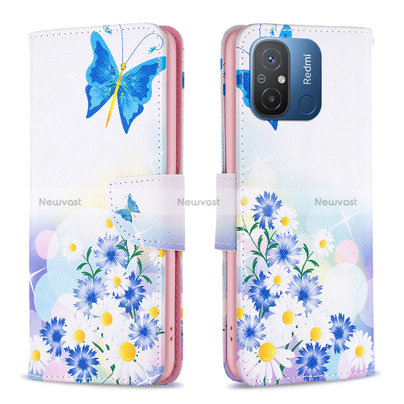 Leather Case Stands Fashionable Pattern Flip Cover Holder B01F for Xiaomi Poco C55 Blue