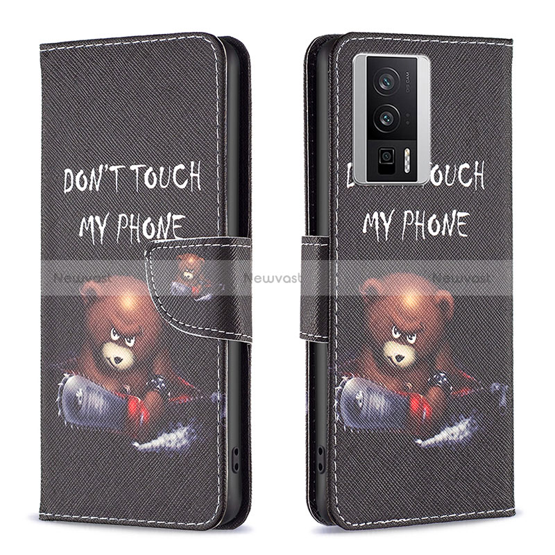 Leather Case Stands Fashionable Pattern Flip Cover Holder B01F for Xiaomi Poco F5 Pro 5G