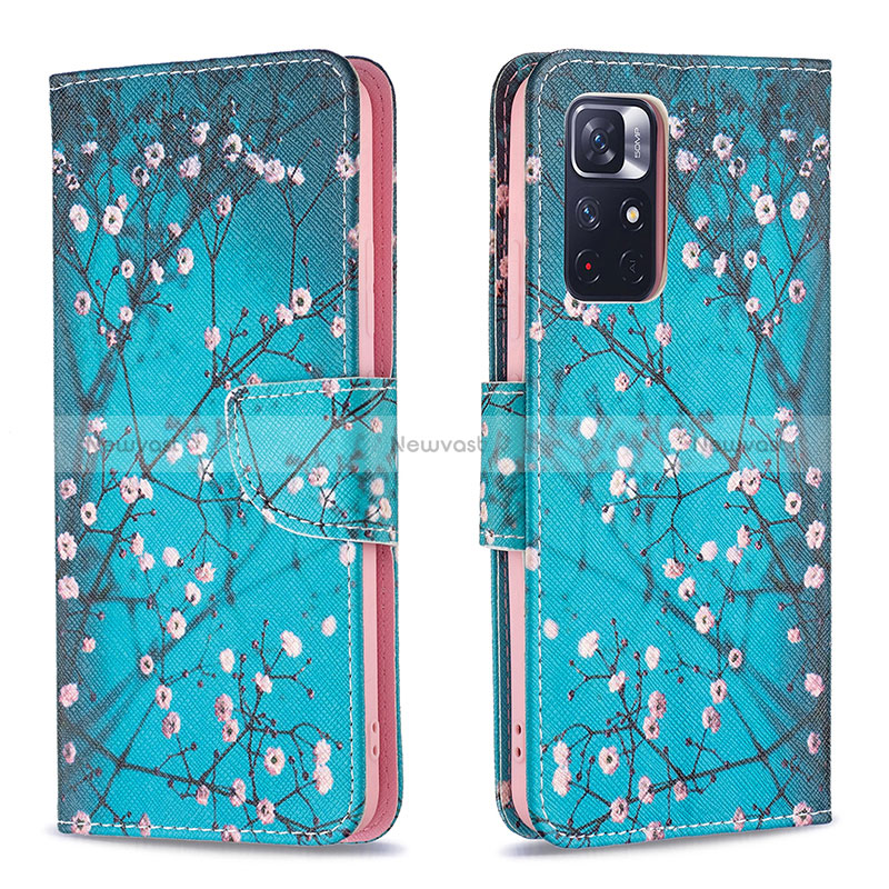 Leather Case Stands Fashionable Pattern Flip Cover Holder B01F for Xiaomi Poco M4 Pro 5G