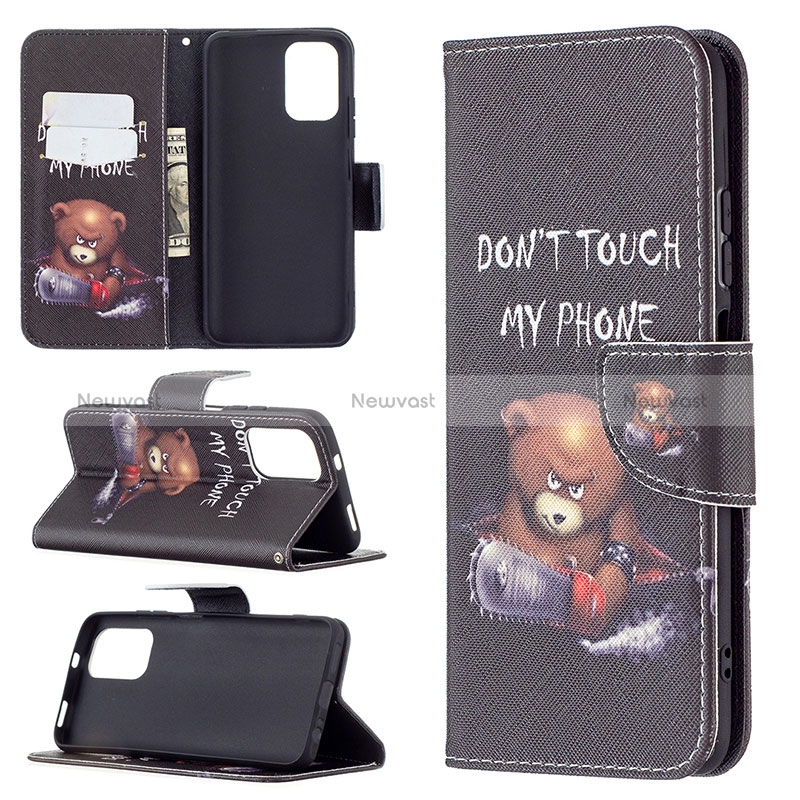 Leather Case Stands Fashionable Pattern Flip Cover Holder B01F for Xiaomi Poco M5S