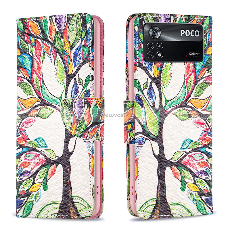 Leather Case Stands Fashionable Pattern Flip Cover Holder B01F for Xiaomi Poco X4 Pro 5G