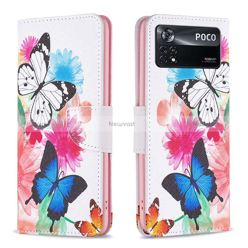 Leather Case Stands Fashionable Pattern Flip Cover Holder B01F for Xiaomi Poco X4 Pro 5G Colorful